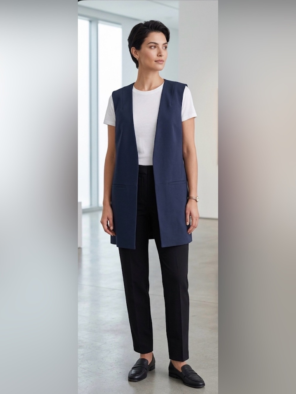 WHITE HOUSE || Black Market Navy Sleeveless Tailored Vest. Sz. 12